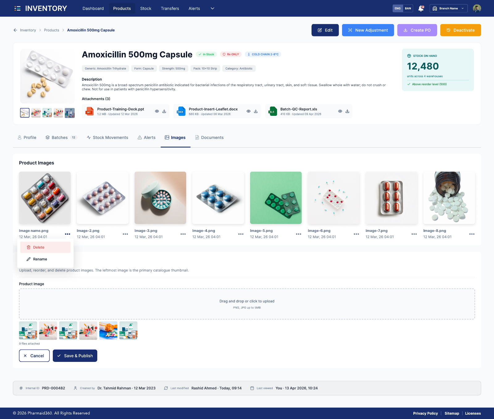 A product page with photos in the online shop